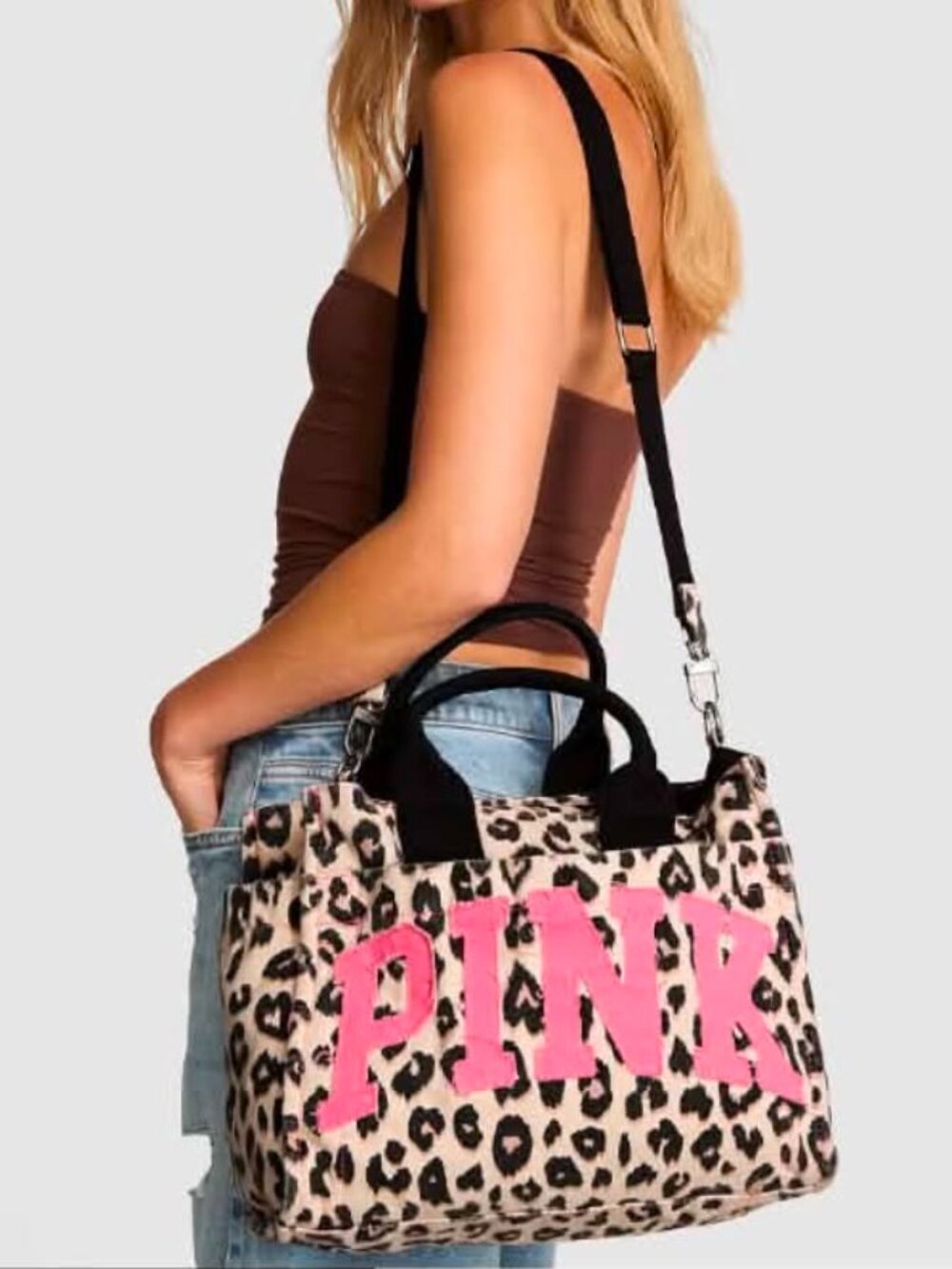 VS PINK CROSSBODY TOTE BAG LEOPARD PRINT LOGO NEW RELEASE SOLD OUT ONLINE!!